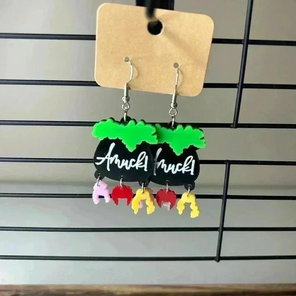 Amuck Amuck! Hocus Halloween Cauldron Pocus Fall Dangly Earrings NEW
